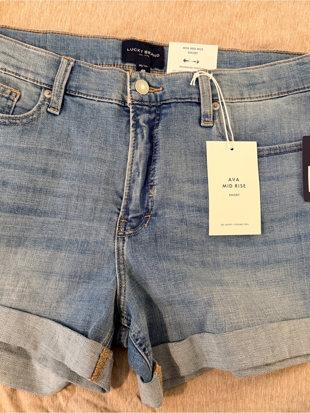 Lucky Brand Light Blue Ava Mid Rise Cuffed Denim Shorts